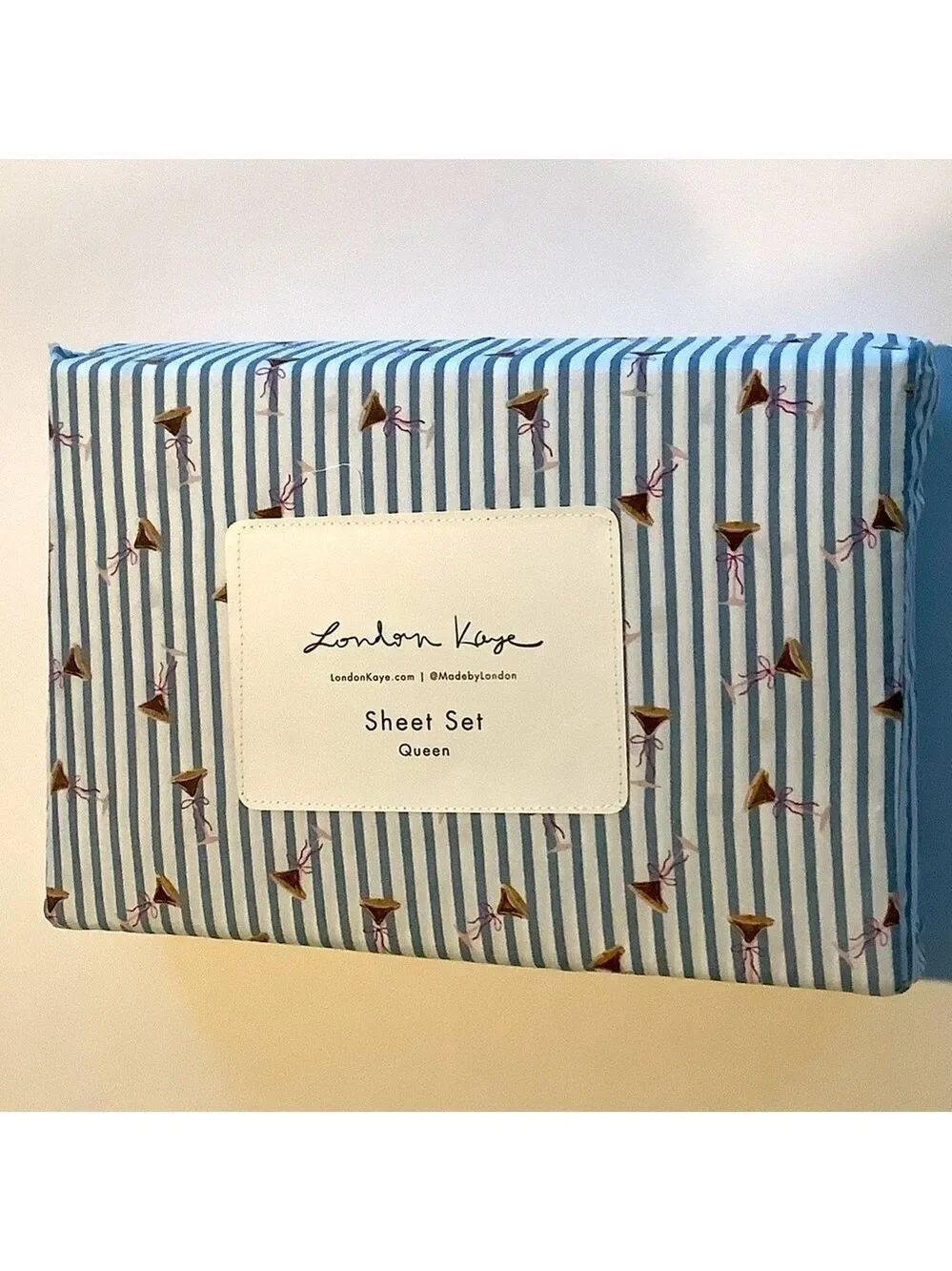 London Kaye Cafe Espresso Martini 4 pc Queen Sheet Set New